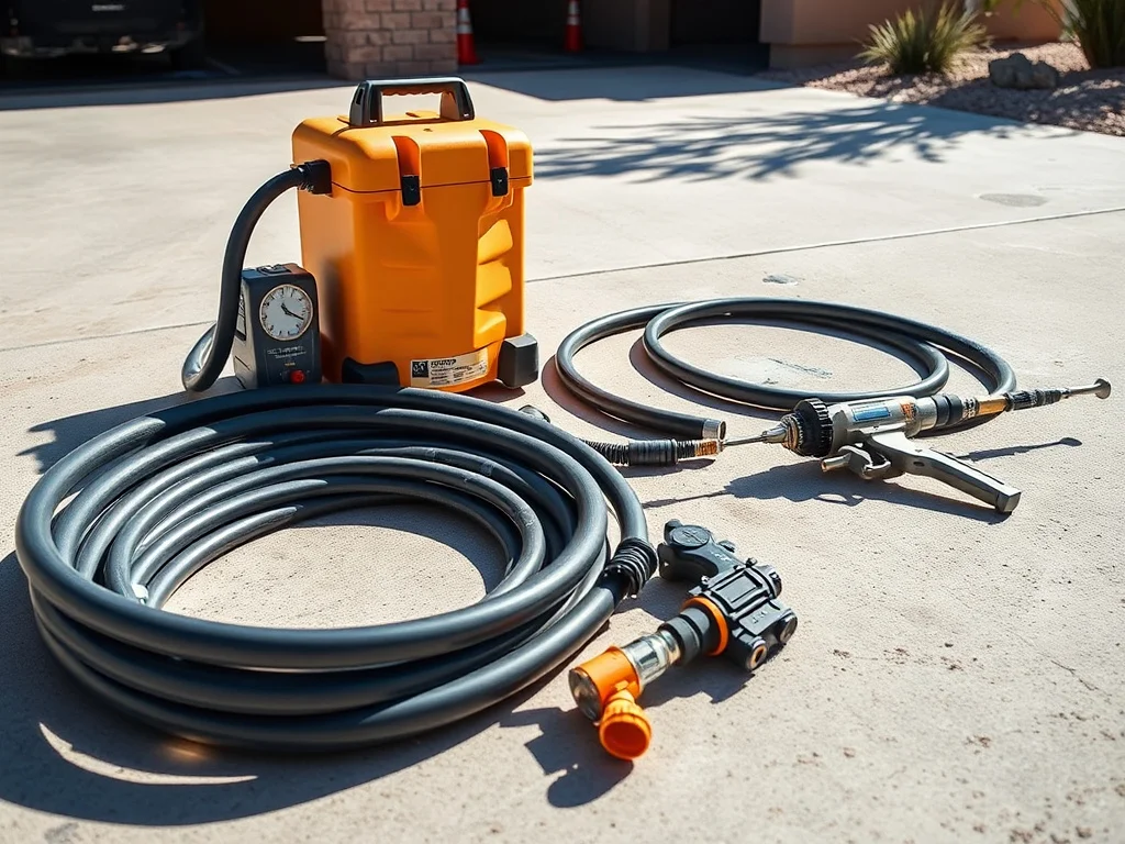Polyurethane injection equipment beside a Scottsdale driveway